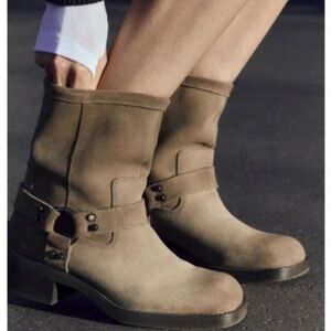 Zara suede moto biker boots